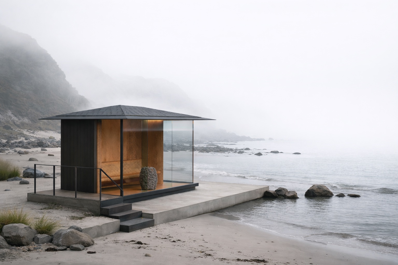 SAUNA. outdoor sauna on a coastline